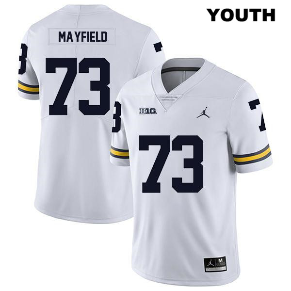 Youth NCAA Michigan Wolverines Jalen Mayfield #73 White Jordan Brand Authentic Stitched Legend Football College Jersey OV25K00TR